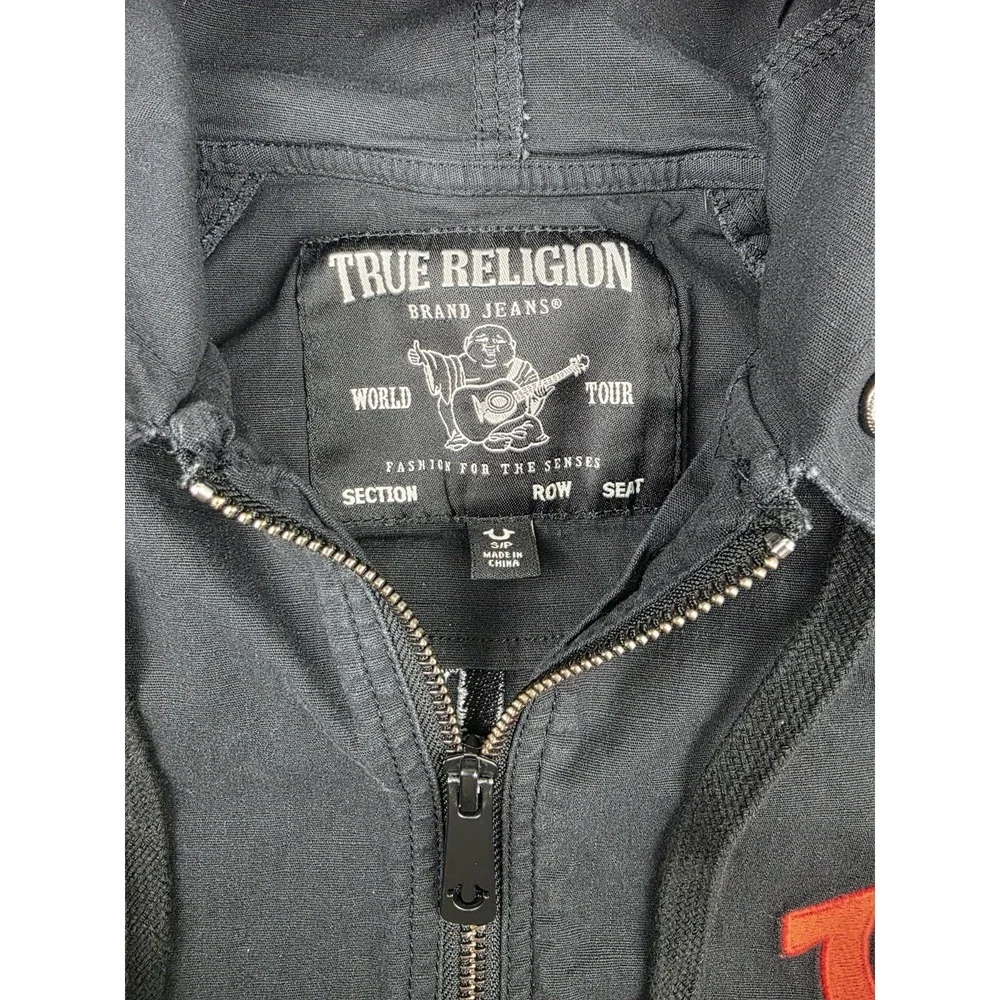 True Religion Logo Embroidered Logo Tiger Back Design Hooded Jacket Mens‎ S